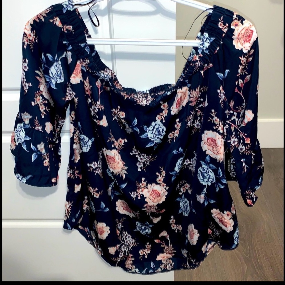 Floral Navy Blue Women's Top